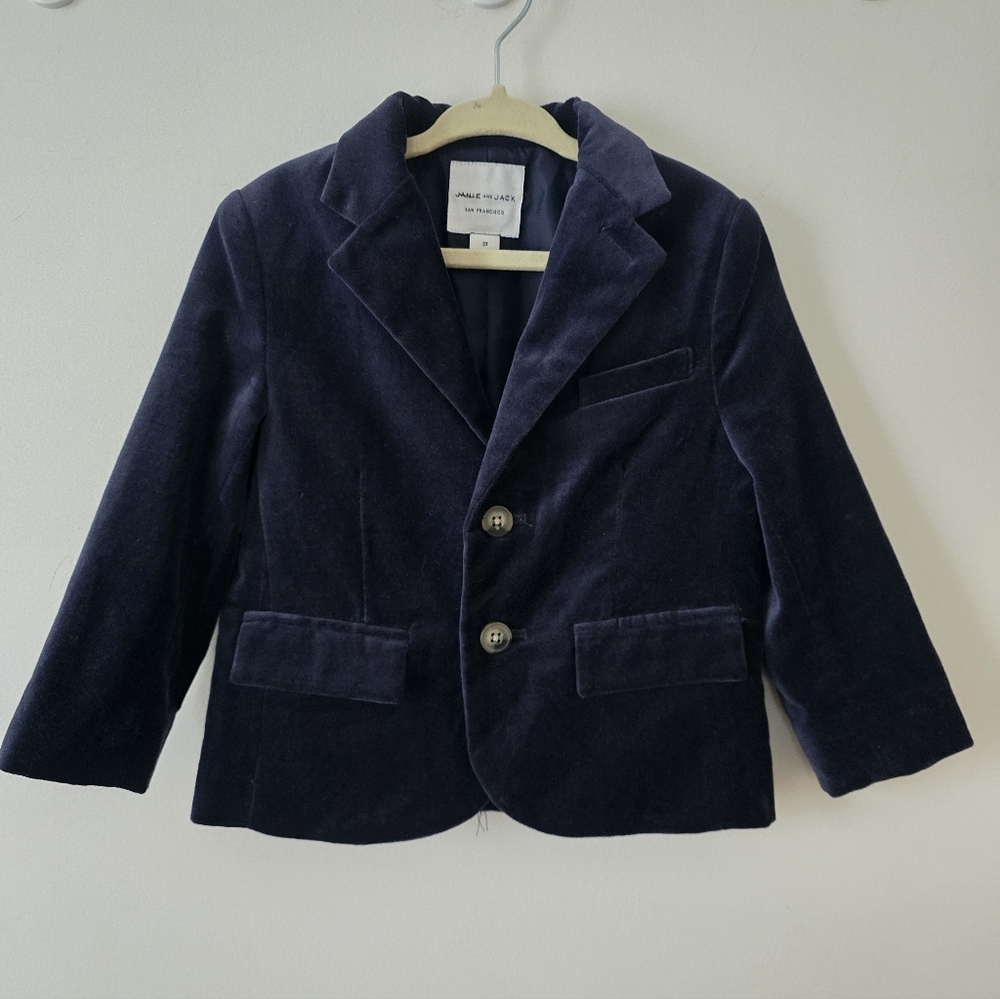 Janie and Jack Suede Navy Blue Blazer Toddler 2T